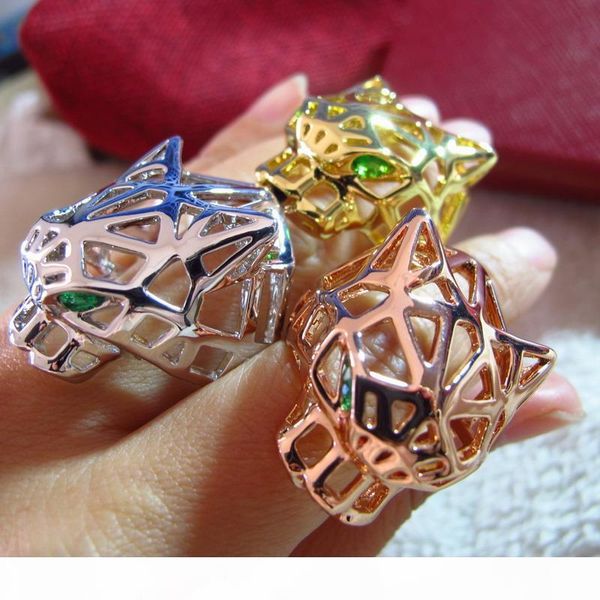 

designer european fashion copper green eyes leopard ring 18k yellow gold plated party jewelry for women, Golden;silver