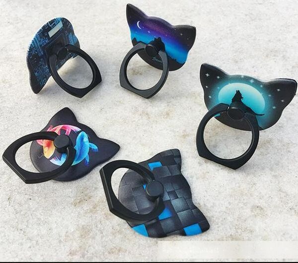 

universal ring phone holder new creative models luminous mobile phone support lazy cat head ring buckle car bracket