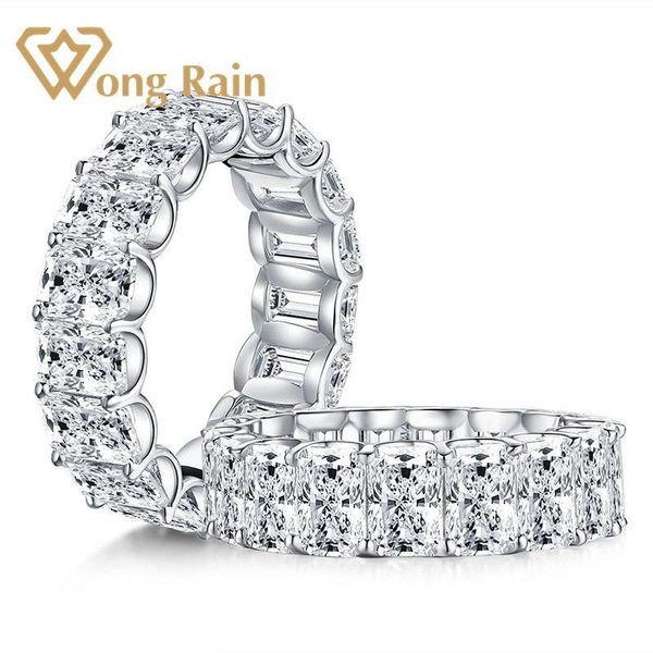 

wong rain 925 sterling silver created moissanite gemstone diamonds wedding engagement ring wedding band fine jewelry wholesale t200905, Slivery;golden