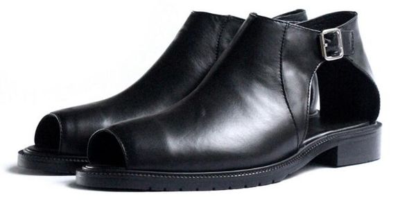

new summer casual men ankle boots men shoes buckle fashion fish mouth men's boots black men's sandal