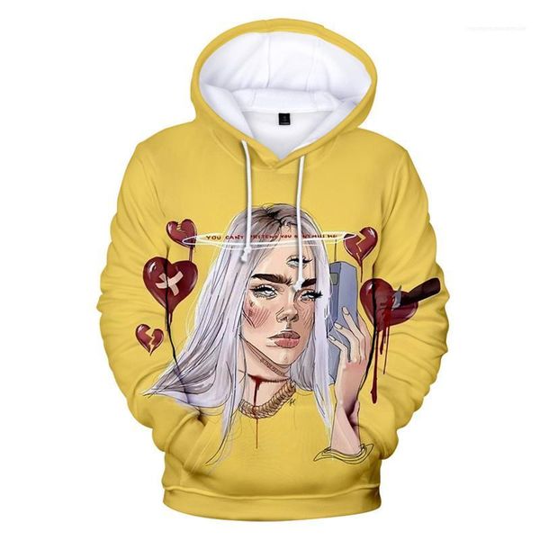 

hop street style 3d printed mens and womens hooded pullover sweatshirt casual hoodies billie eilish designer hoodies fashion hip, Black