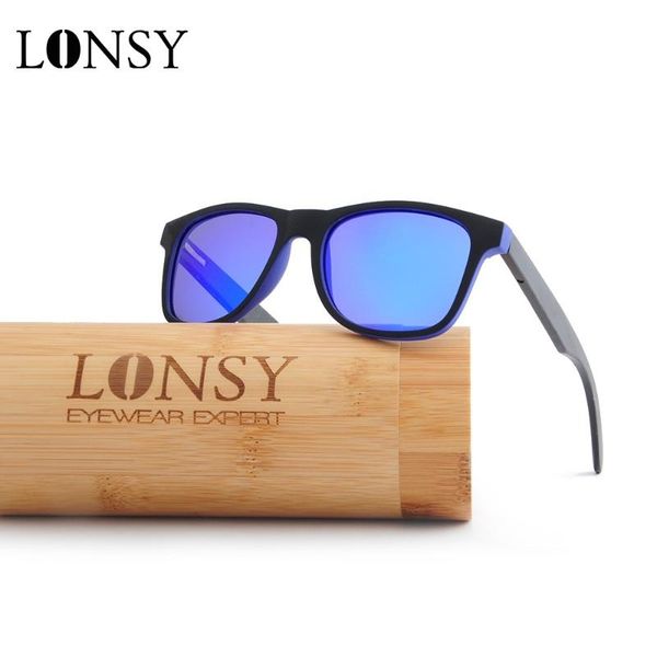 

lonsy new bamboo wooden square sunglasses men polarized brand design driving sun glasses male goggle uv400 gafas de sol, White;black