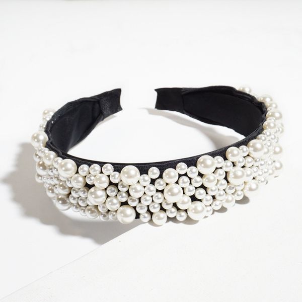 

new high-end luxury white pearl headband for women fashion wide headband non-slip hair accessories for girls, Golden;silver