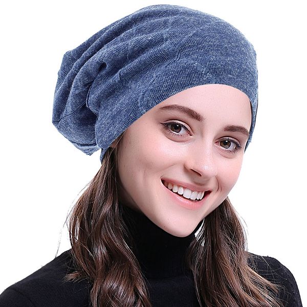 

beanie/skull caps casual fashion women thick beanies hip hop hats soft skull cap elastic warm skullies for female autumn winter plus velvet, Blue;gray