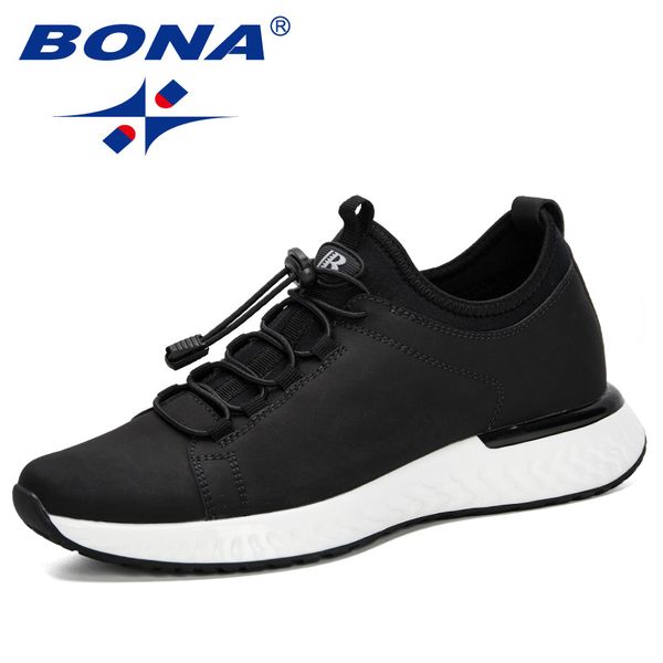 

bona 2020 new style men casual shoes outdoor shoes for men loafers fashion sneakers mens trainers sapato masculino comfortable, Black