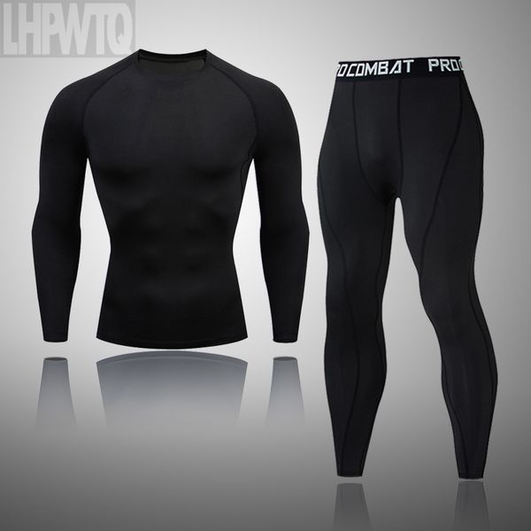 

men sportswear compression sport suits quick dry running sets sports thermal underwear clothes joggers training gym fitness, Black;blue