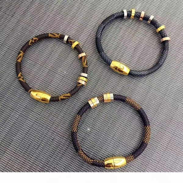 

factory price foreign trade wholesale female leather rope high-end fashion brand bracelet, Golden;silver