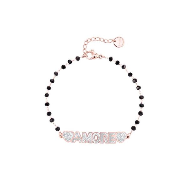 

rhinestone "amore" charm bracelets for women accessories stainless steel pulseira feminina lover statement jewelry gift 2020, Golden;silver