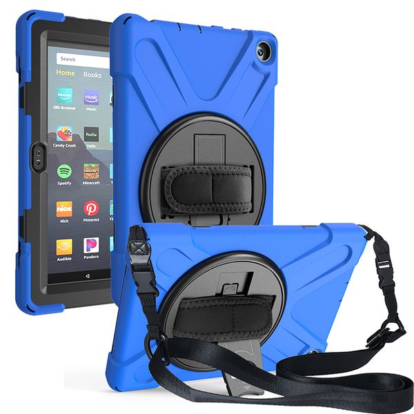 

shockproof case with shoulder strap for kindle new fire hd 8 plus silicone cover kids hard back casing