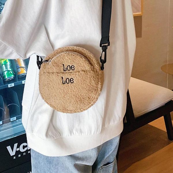 

2pcs/set handbags classic delicate fashion fleece women shoulder crossbody bag round handbag small clutch