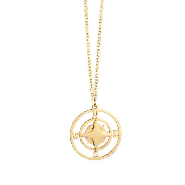 

gold digital compass necklace ins nautical compass necklace female short clavicle chain pendant stainless steel jewelry, Silver