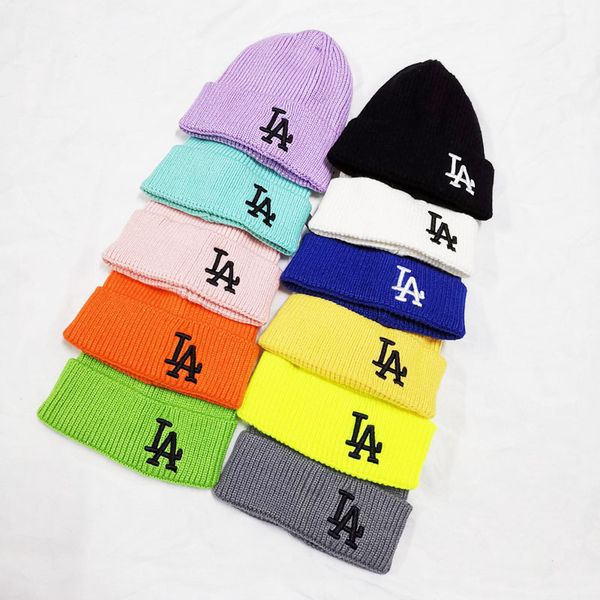 

children's pompom beanie in winter knitted hat warm woolen hat skull beanie hairball children's knitted outdoor hat, Blue;gray