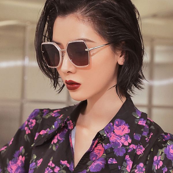 

2020 women polarized sunglasses for classic fashion driving outdoor polygonal metal large frame sunglasses uv women ins popular, White;black