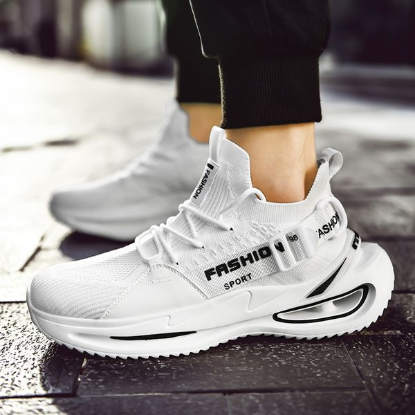 

light men's sneakers mesh breathable shoes casual tenis masculino adulto fashion trend male walking shoes height increasing, Black