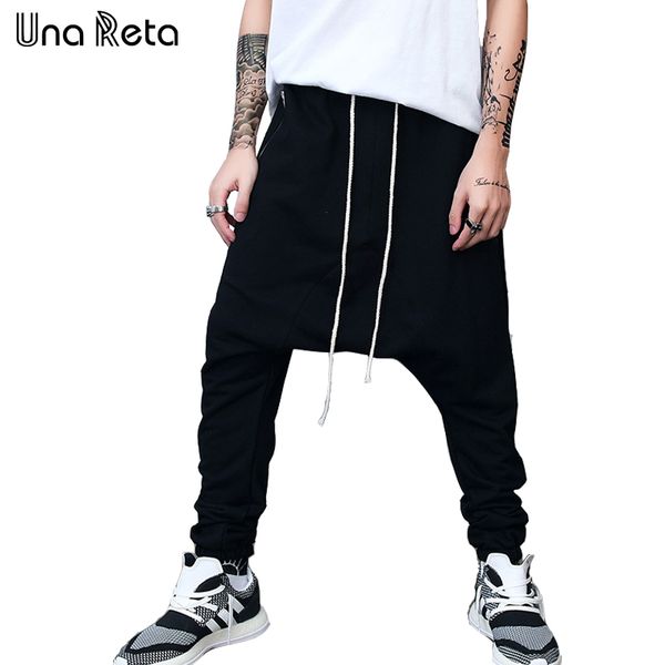 

men's pants una reta streetwear mens autumn winter fashion casual men brand street style hip hop trousers, Black