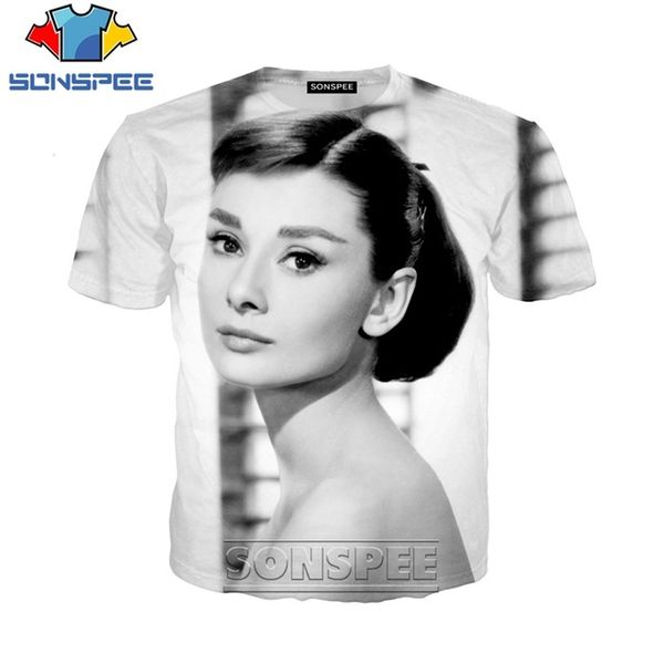 

popular audrey hepburn 3d print shirts oversized funny kawaii men clothing
