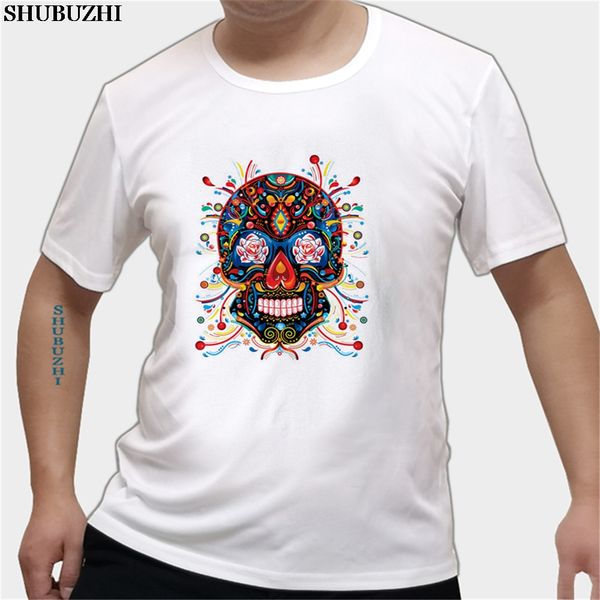 

летняя нового хлопок футболка мексиканского череп короткого смешные crew neck t shirt для мужчин размера евро