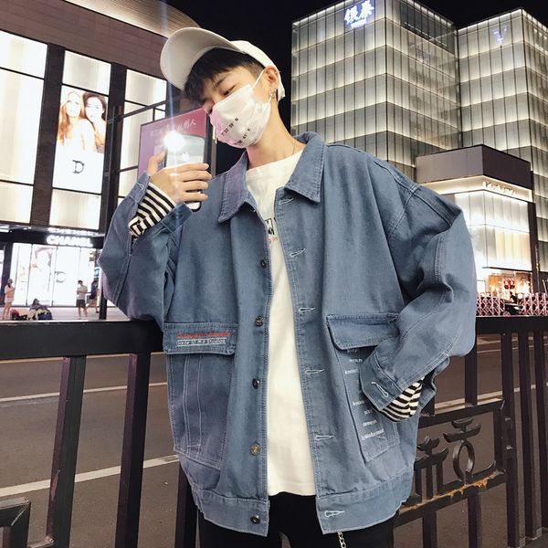 

fall 2020 loose denim jacket trend single breasted cotton top, Black;brown