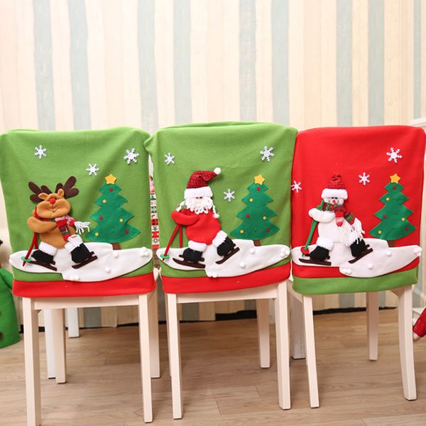 

christmas santa claus chair back cover cartoon ski chair set restaurant l layout dinner table decorations for home