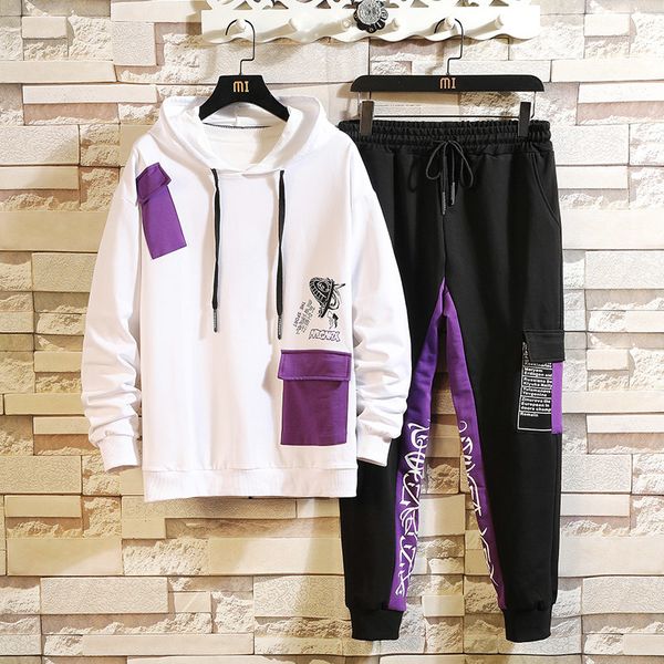 

hip hop men's tracksuit sportswear black sets 2020 spring autumn casual two piece fashion clothes hoodies+sweatpant track suit, Gray