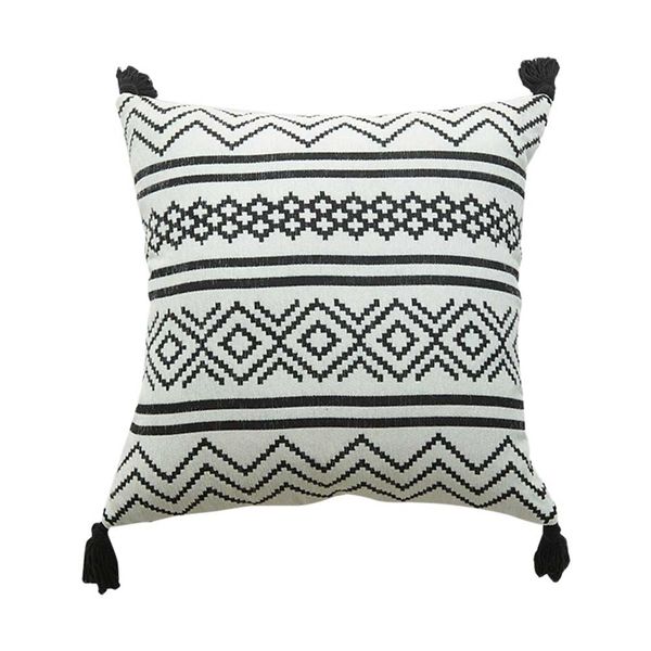 

geometric pattern home tassel edge square sofa cushion pillow cover living room