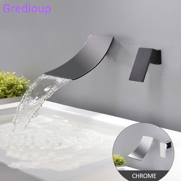 

bathroom sink faucets banyo bataryasi cold basin faucet waterfall wall mounted tap brass modern wash for bath black