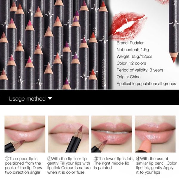 

lip pencils 12 pcs/set waterproof lipstick liner long lasting matte lipliner pencil pen 270a