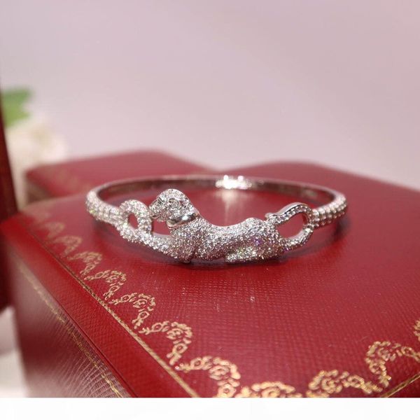 

luxury jewelry bracelet bracelet, cheetah inlaid with diamond bracelet chain, sub-gold material 18k gold plated wedding wishes engraved logo, Golden;silver