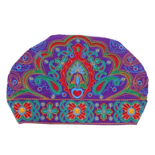 

daily easy wear travel outdoor embroidery flower turban ethnic style soft portable cotton linen women hat bandanas vintage, Blue;gray