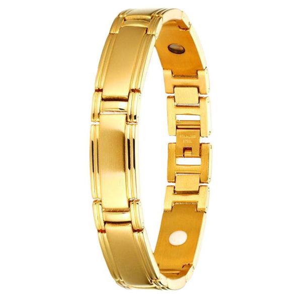 

1pc stainless steel bracelet magnet titanium steel bracelet delicate bangle for men women (golden, Golden;silver