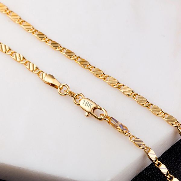

18k gold factory price sparkly gold color necklace & chain for diy jewelry accessories men women jewelry luxury gifts 16-30 inches, Silver