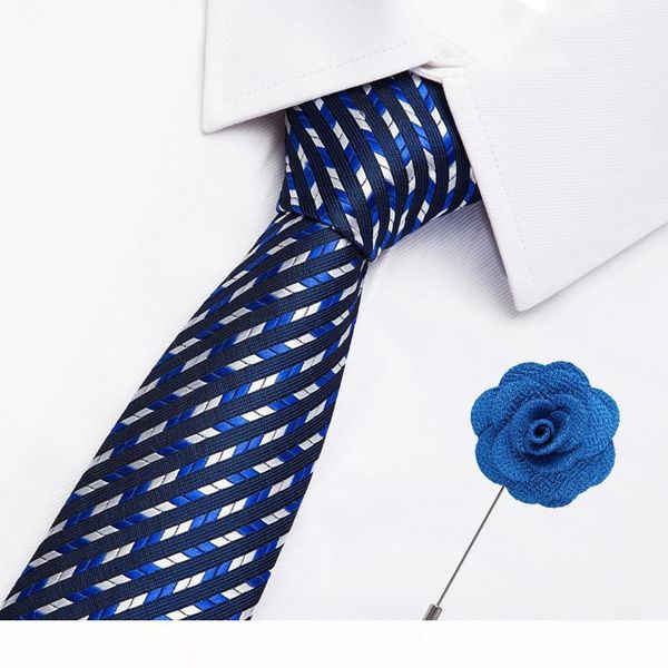 

fashion men's brooch ties set 7.5 cm dot stripe necktie formal dress accessories cravat wedding party mens classic ties, Black;gray