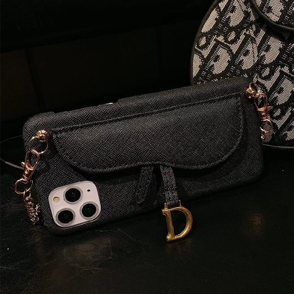 

fashion phone case for iphone 11 11pro max 7 8 plus x xs xr xs max saddle bag leather card pocket phone cover with lanyard