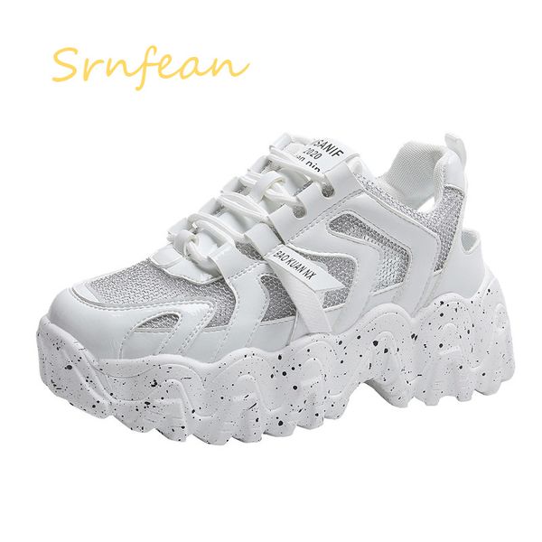 

fashion women shoes chunky sneakers women comfortable thick sole ladies platform wave bottom trainers female, Black