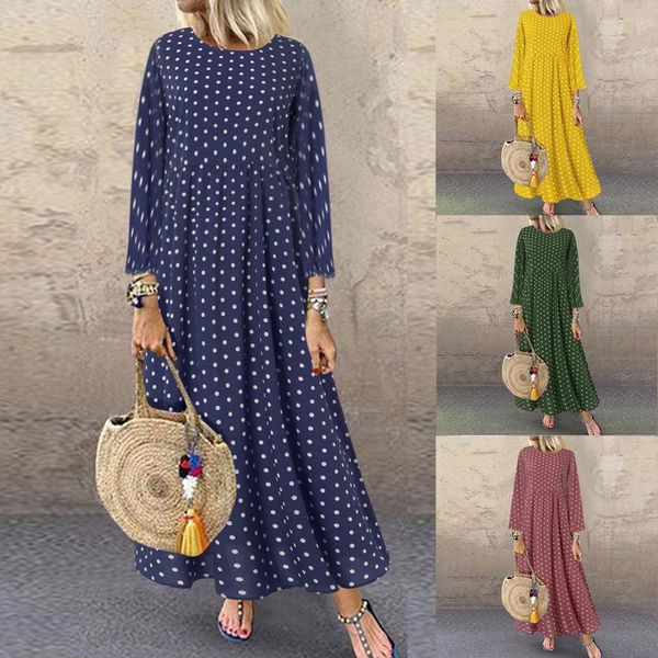 

clothes women dress vintage vestidos long wave point print maxi dress plus size 5xl dress women casual dresses wholesale, Black;gray