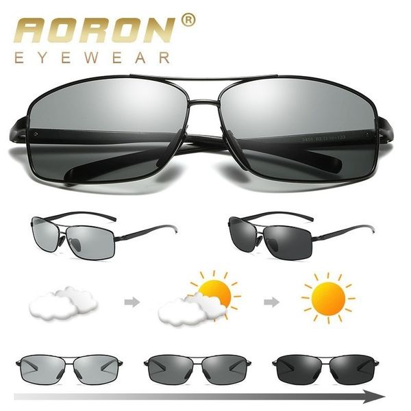

aoron pchromic sunglasses men polarized aluminum chameleon glasses hd driving shades sun glasses male oculos gafas lentes, White;black