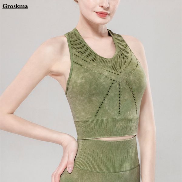 

new arrival women yoga shirt hollow out sleeveless crop sports running tank fitness gym tight vest seamless clothing, White;red