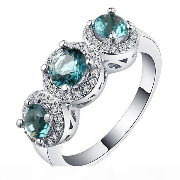 

2020 designer new wedding ring green inlaid zircon ring european and american fashion ring female, Golden;silver