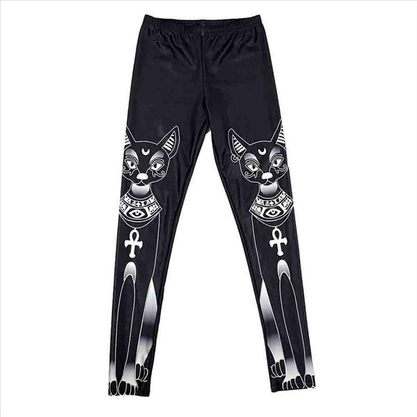 

leggings sport women fitness polyester egyptian cat stamp hippie gothic skinny casual pants push up gym leggings women workout trouser 30, Black