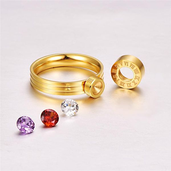 

cluster rings martick european style with sparkling cubic 4mm width roman numerals for women size 6-11 r11, Golden;silver