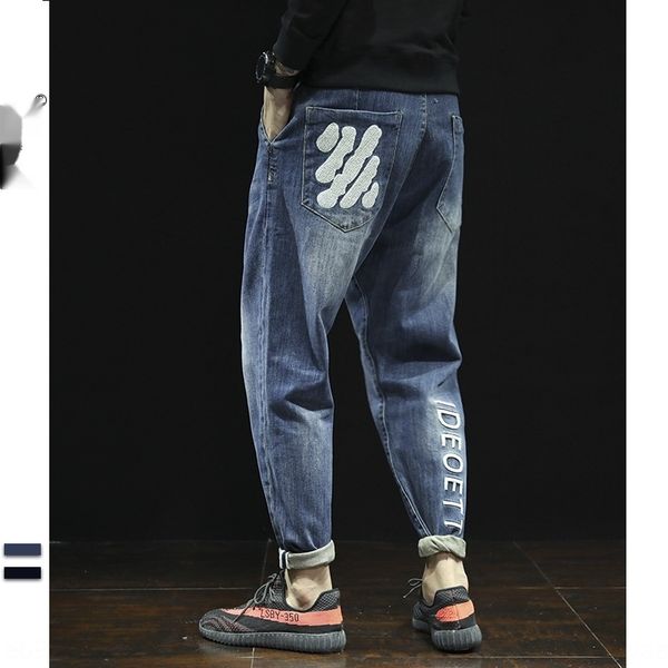 

autumn elastic black harem men's tight pants and jeans jeans loose large size korean style trendy leggings men's pants ufotk, Blue