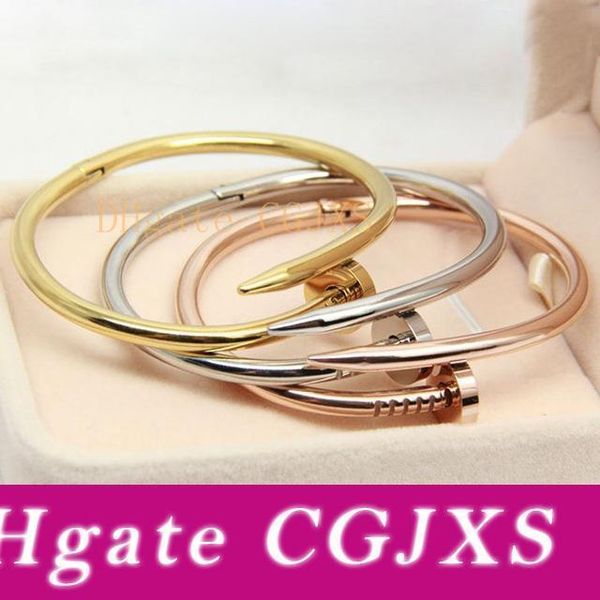 

selling 316l stainless steel screw nail punk lovers women and man cuff men bangle joyas bijoux pulseira feminina jewelry, Black