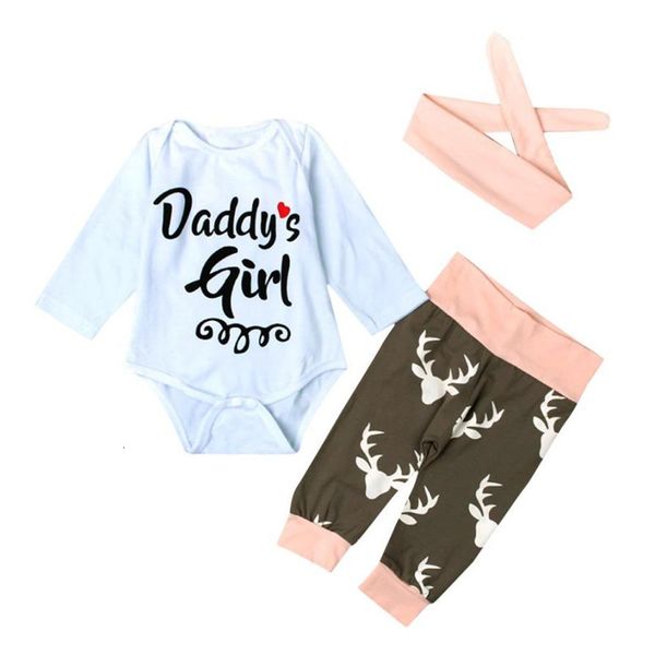 

white color cute kid xmas newborn baby girl romper bodysuit+pants hairband clothes outfits set drop shipped st06