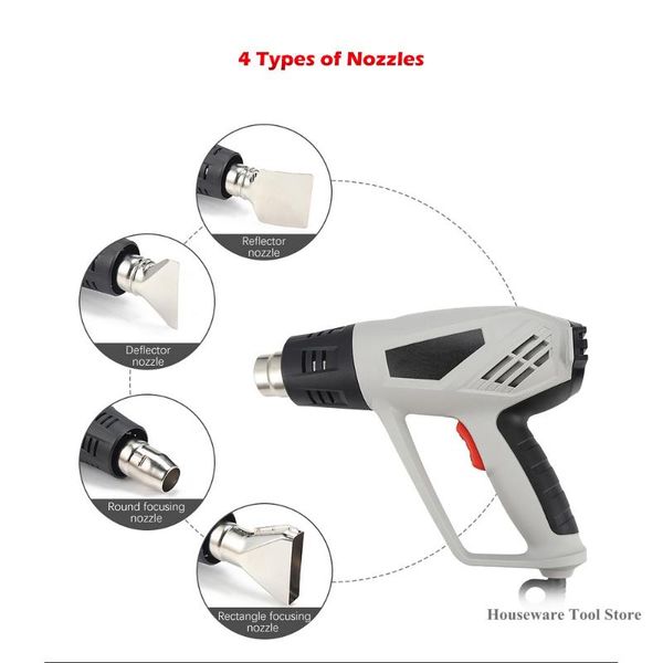 

220v heat gun 2000w variable temperatures air volume industrial electric air guns power tools with four nozzle attachments