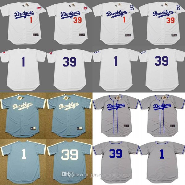 

brooklyn 39 roy campanella 1 pee wee reese 4 duke snider 14 gil hodges baseball jersey stitched, Blue;black