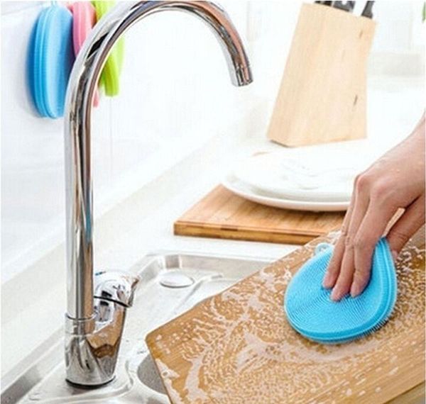 

duster pot wash scouring silicone pan cleaning brush silicone round pad kitchen dish washing fruit brush bowl dishcloth cloth reusable ygjva