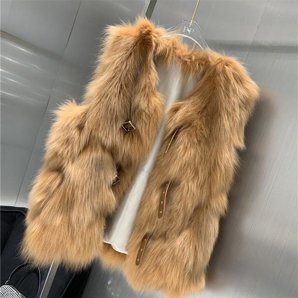 

natural real fur vest stylish winter short thick women fur vest jacket down real coats slim solid, Black