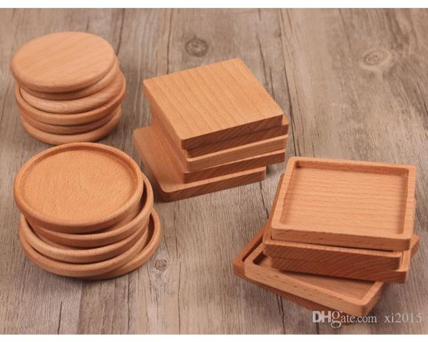 

4 style solid wood coasters coffee tea cup pads insulated drinking mats teapot table w9234