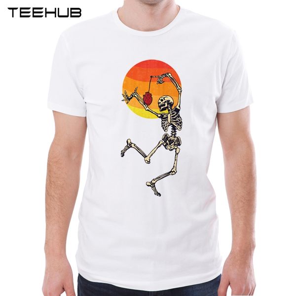 

teehub счастливый летнее время футболка мужская o-шея hipster танцы череп printed tops с коротким рукавом мужские geek футболках