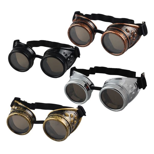 

2020 wholesale-vintage victorian style steampunk goggles welding punk glasses cosplay glasses sunglasses, White;black